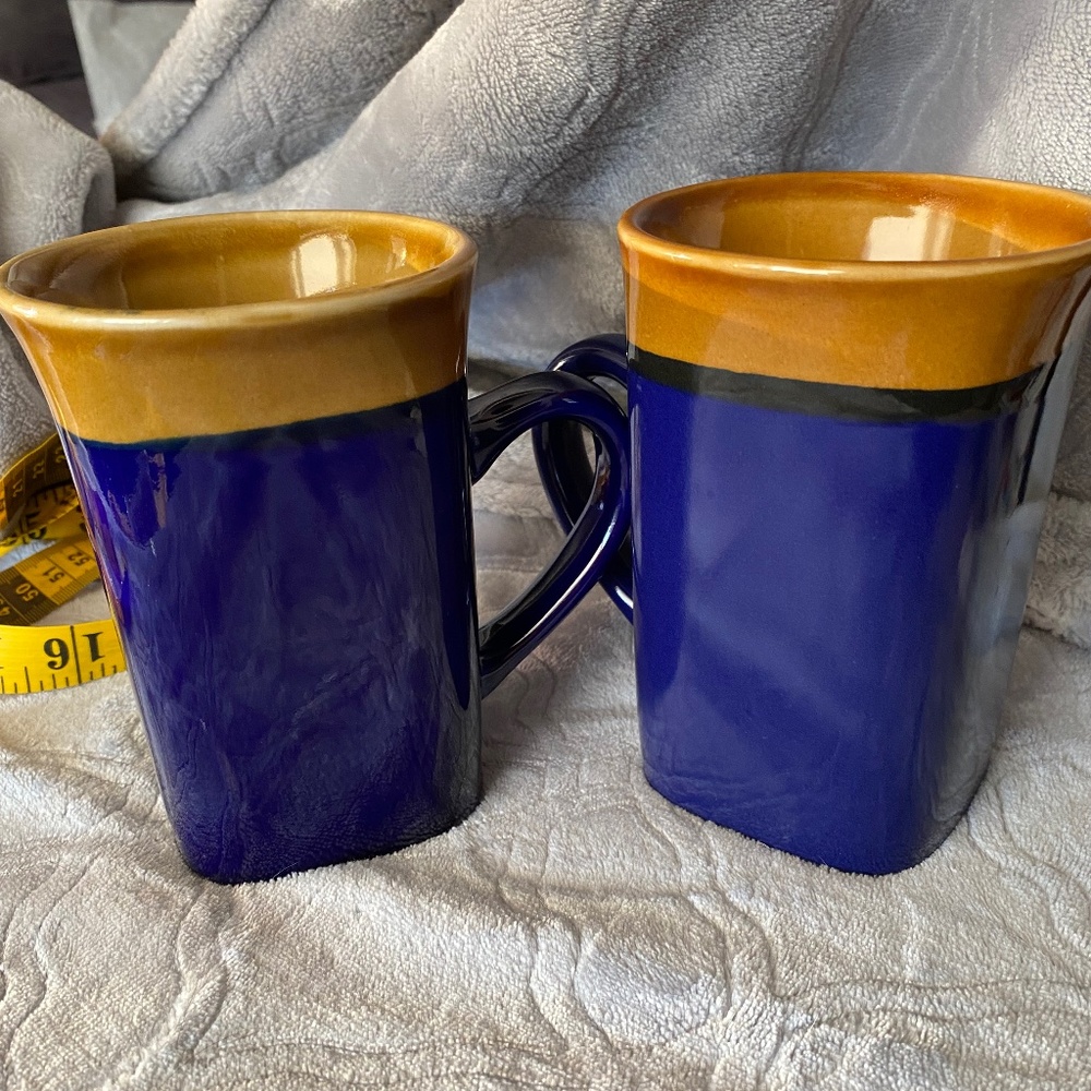 Set of 2 Royal Norfolk Cobalt Blue Golden Stoneware Mugs